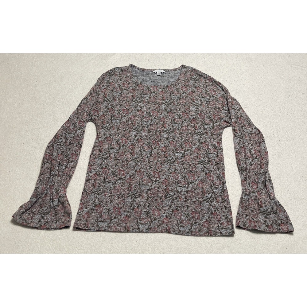 Lucky Brand Top Women's XS Multicolor Floral Long Poet Sleeve Sweater Blouse